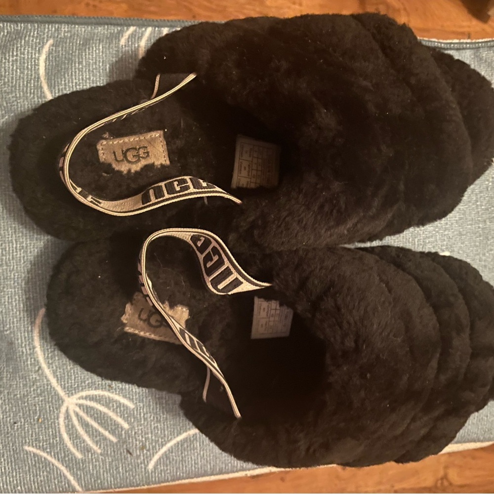 UGG Women's Plush Black Slippers